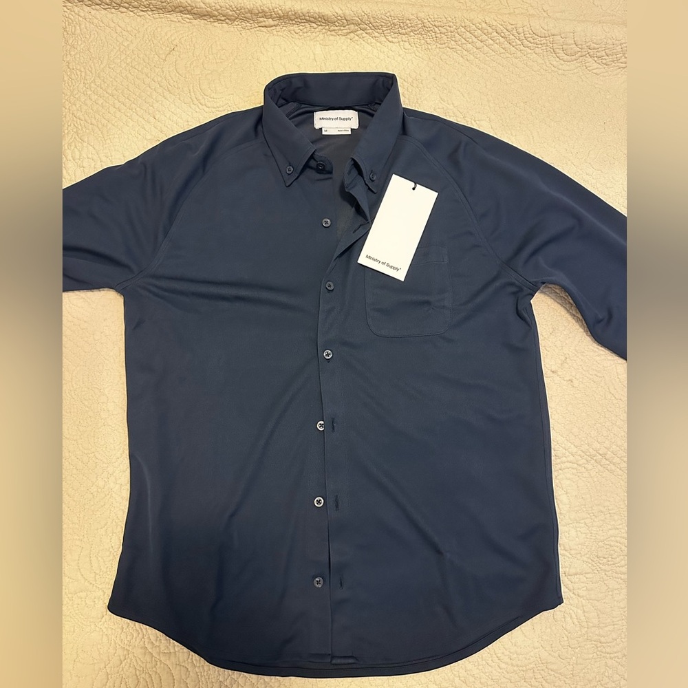 Ministry of Supply Blue Casual Button Down Shirt